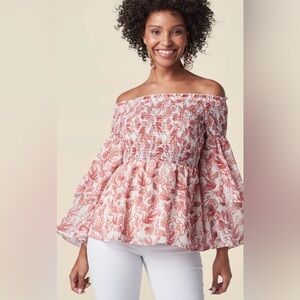 NWT Venus Coral Reef Smocked Top S